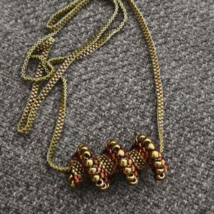 Beadwoven Handmade Spiral Pendant Necklace Autumn Colors